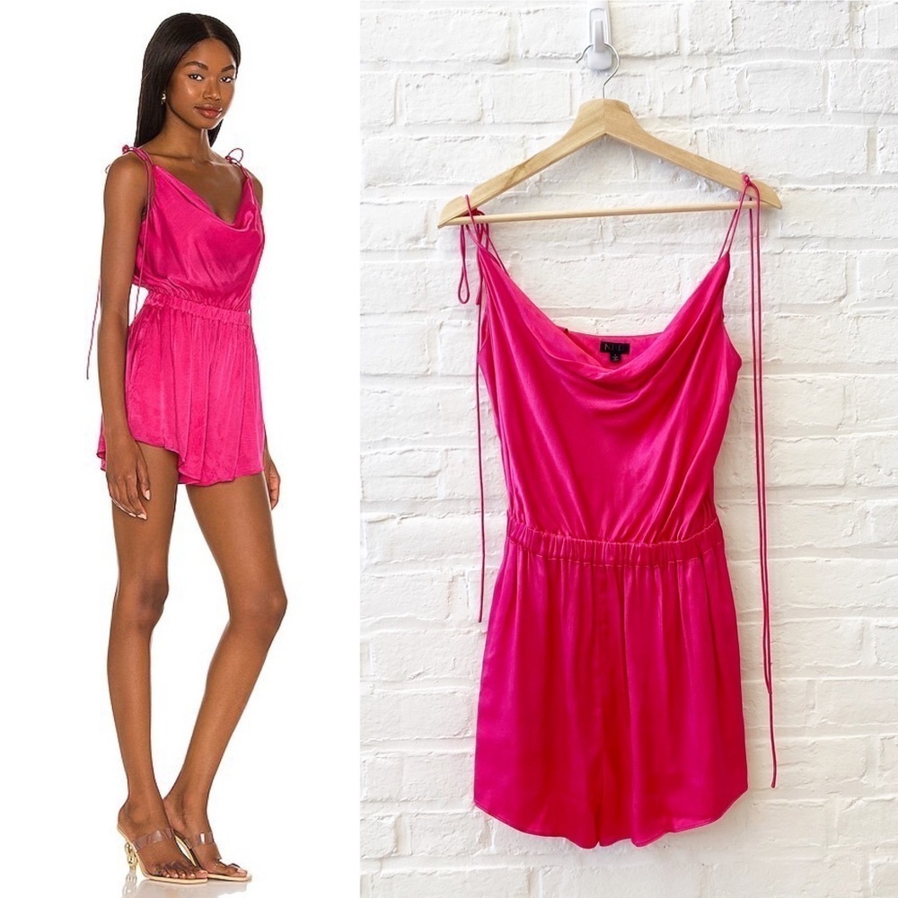 NBD || Maelle Romper in Fuchsia Pink‎ Small Tie Shoulders